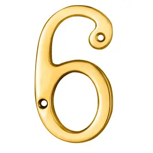 Stainless Brass Door Number 6/9 75mm Height 4mm Depth House Numeral Plaque