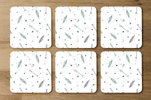 Cute cartoon pattern with feathers and arrows in boho style (Coaster) / Default Title