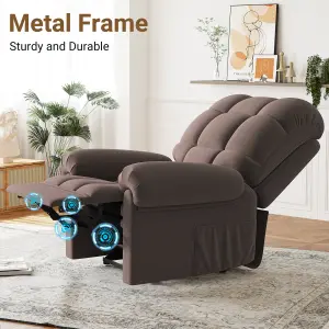 Electric Recline Sofa Chair for Adults with USB Port,Comfy Teddy Fleece Adjustable, Brown