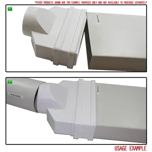 Kair Ducting Adaptor 204mm x 60mm to 100mm - 4 inch Rectangular to Round Straight Channel Connector