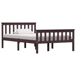 Berkfield Bed Frame Dark Brown Solid Pinewood 120x200 cm