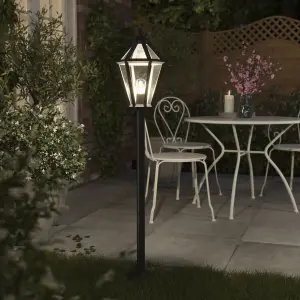 GoodHome Lantern Black Mains-powered 1 lamp Outdoor 6 faces Post light (H)1200mm