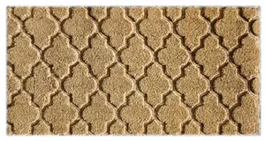 A.Unique Home 15mm Natural Coir Doormat with Printed Pattern 40cm x 80cm - Non-Slip PVC Backed - EMBOSSED TRELLIS MAT