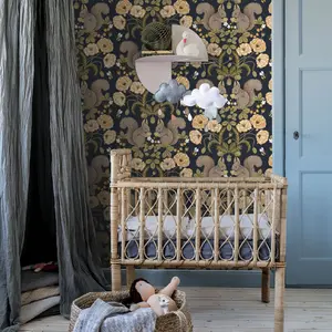 Galerie Apelviken 2 Dark Blue Floral Woodland Smooth Wallpaper