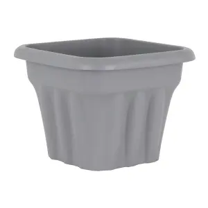 Wham 4x Vista Plastic Planter, Square Garden Plant Pot, Small Floor Pot (33cm, 16L, Pack of 4) Made in UK (Upcycle Grey)