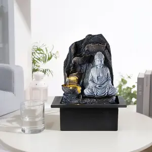 Tabletop Buddha Water Fountain Decor with Lights