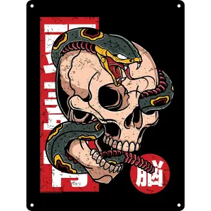 Unorthodox Collective Snake Skull Mini Plaque Black/Red/Beige (One Size)