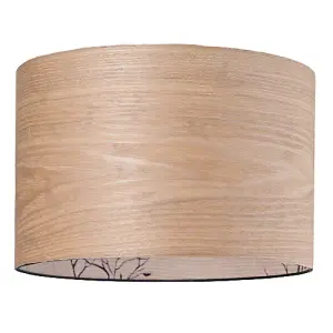 Eco Friendly Bamboo Wood Effect Lamp Shade with Inner Lining of Birds and Trees