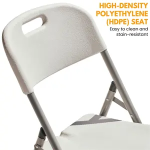 Heavy Duty Folding Chair - 53 x 44 x 83 cm HDPE Plastic & Powder Top with Coated Steel Frame, Indoor & Outdoor Use