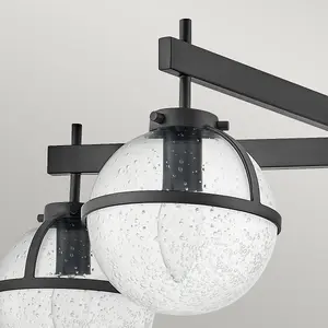 Luminosa Hollis 5 Light Multi Arm Semi Flush Ceiling Lamp, Black IP44