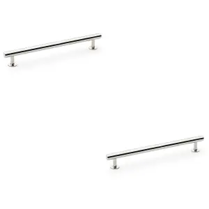 2 PACK - Round T Bar Pull Handle - Polished Nickel 192mm Centres SOLID BRASS Drawer Door