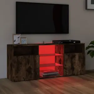 Berkfield TV Cabinet with LED Lights Smoked Oak 120x30x50 cm