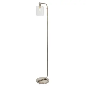 Torton Brushed Nickel with Clear Glass Shade Modern 1 Light Floor Light