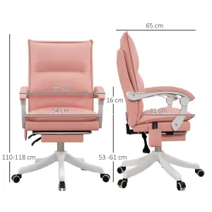 Vinsetto Faux Leather Vibration Massage Office Chair with Heat, Footrest, Pink