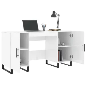 Berkfield Desk High Gloss White 140x50x75 cm Engineered Wood