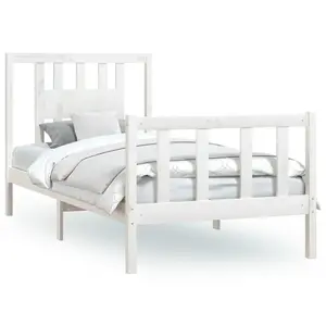 Berkfield Bed Frame with Headboard White Solid Wood Pine 90x200 cm