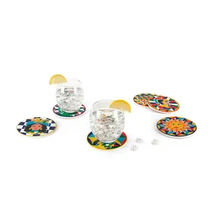 Sicilian Rhapsody Ceramic Round 6 Piece Coaster Set (Set of 6)