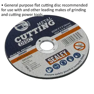 Heavy Duty 100mm Flat Metal Cutting Disc for Angle Grinders with 16mm Bore