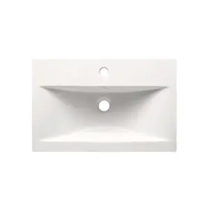 Novela 600mm Wall Hung Vanity Unit in White Gloss with Ceramic Basin