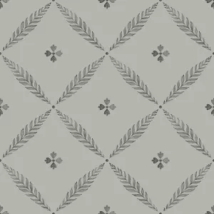 Galerie Blomstermala Grey Black Leaf Trellis Smooth Wallpaper