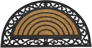 Trendi Karina Heavy Duty Rubber Coir Door Mat Brown 45x75 cm Outdoor Door Mat Non-Slip Safety Mat Half Moon