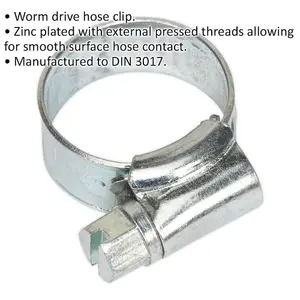 30 PACK Zinc Plated Hose Clip - 8 to 14mm Diameter - External Pressed Threads