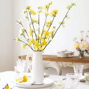 Bloom Artificial Forsythia Bouquet - Faux Fake Realistic Yellow Flower Stem Arrangement - H76 x W25cm, Vase Not Included