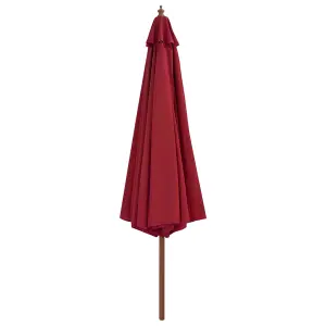 Berkfield Outdoor Parasol with Wooden Pole 350 cm Burgundy