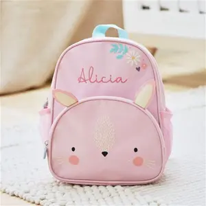 Personalised Mini Pink Bunny Backpack - Embroidered Backpack In Light Pink, Toddler Rucksack, Kids Backpack - Back To School - My 1st Years