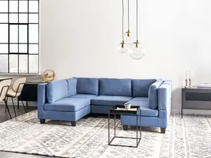 5-Seater Modular Fabric Sofa Blue UNSTAD