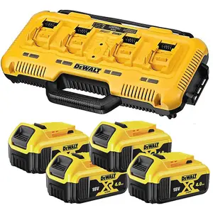 DeWalt DCB104 18v Li-Ion XR 4 Port Fast Battery Charger + 4 x 4.0Ah Batteries