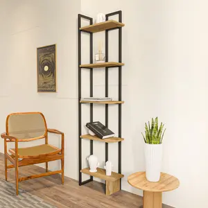 Alica 180cm H Corner Bookcase Black/Oak