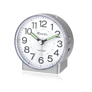 Analogue Quartz Movement / Crystal Alarm Tabletop Clock Silver