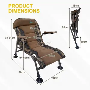 CARPZILLA Portable Folding Camping Fishing Chair 4CM Cushion 150KG Capacity Camo