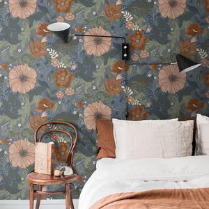 Galerie Sommarang Blue Scandi Bloom Wallpaper Roll