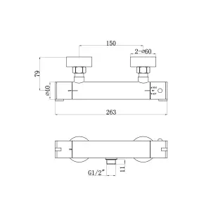 ENKI Dune Chrome Contemporary Brass Thermostatic Shower Slider Rail Kit