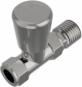 Rinse Bathrooms Straight Towel Radiator Valves Round 15mm for Towel Rail Radiator Satin Nickel