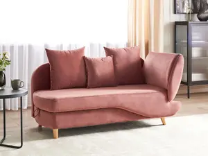 Right Hand Velvet Chaise Lounge with Storage Pink MERI II