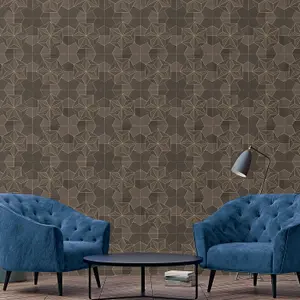 Galerie Organic Textures Brown Gold Inlay Wood Textured Wallpaper