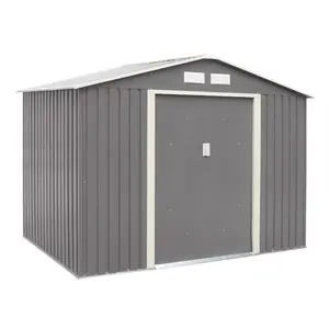 Trentvale 8X6 Metal Apex Shed Light Grey Light Grey