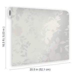 Laura Ashley Westbourne Silver Floral Smooth Wallpaper Sample