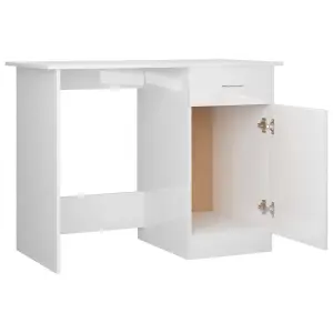 Berkfield Desk High Gloss White 100x50x76 cm Engineered Wood