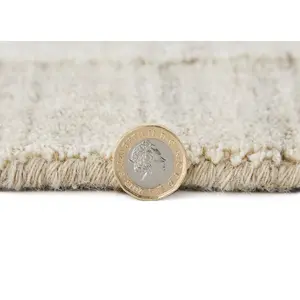 Beige Wool Abstract Luxurious Modern Easy to Clean Abstract Dining Room Bedroom and Living Room Rug -244cm X 305cm