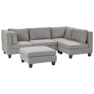 Corner Sofa with Ottoman UNSTAD Light Grey Fabric Left Hand