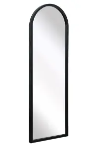 MirrorOutlet Arcus - Black Metal Framed Arched Wall Mirror 47" X 16" (120CM X 40CM)