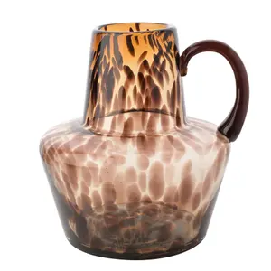 Hestia Glass Jug Style Vase With Handle - Mocha