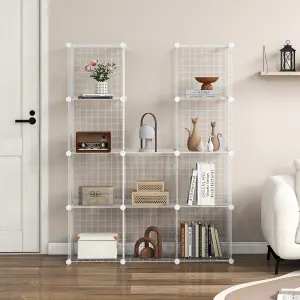 Costway 12 Cube Storage Shelf Rack DIY Wire Grid Bookcase Display Cabinet Organiser