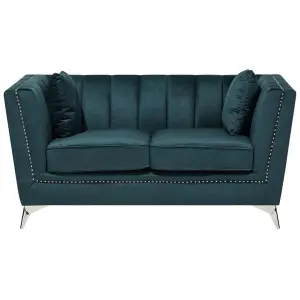 2 Seater Velvet Fabric Sofa Teal GAULA