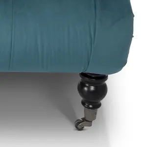 Chaise Lounge in Velvet Teal Chesterfield Fabric