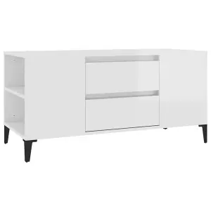 Berkfield TV Cabinet High Gloss White 102x44.5x50 cm Engineered Wood